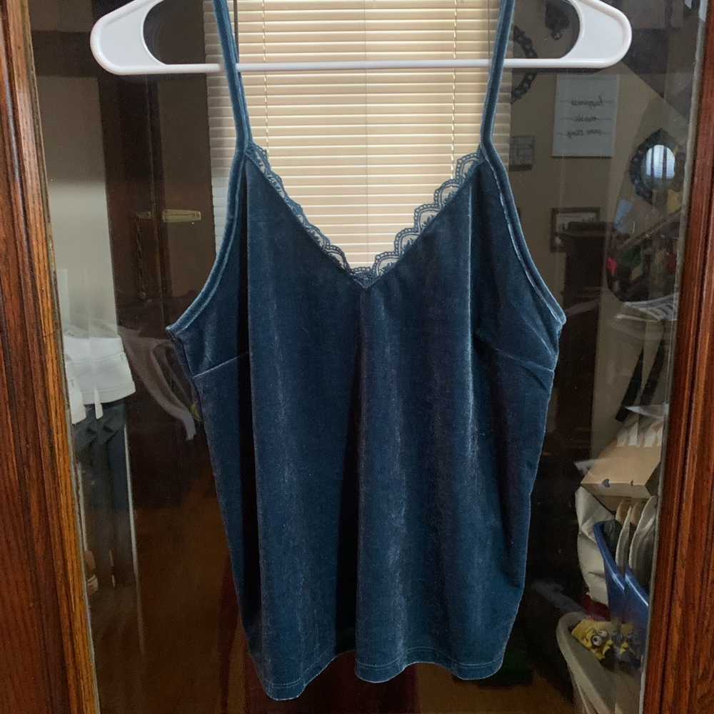 Rock N Roll Cowgirl Velvet Teal Tank Top Size S